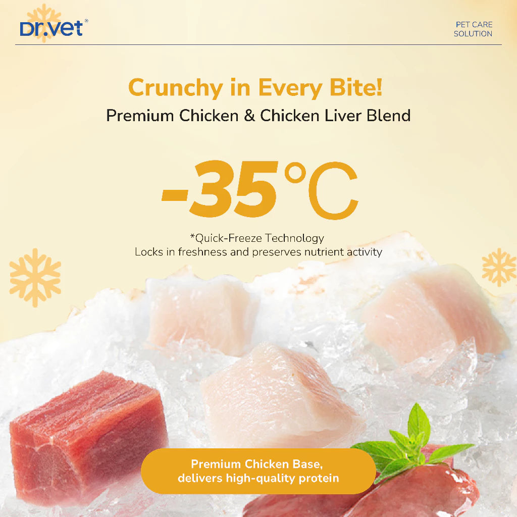 Dr.Vet Crunchy Health Bites Freeze Dried Pet Treats for Cats & Dogs | Skin & Coat | 35g