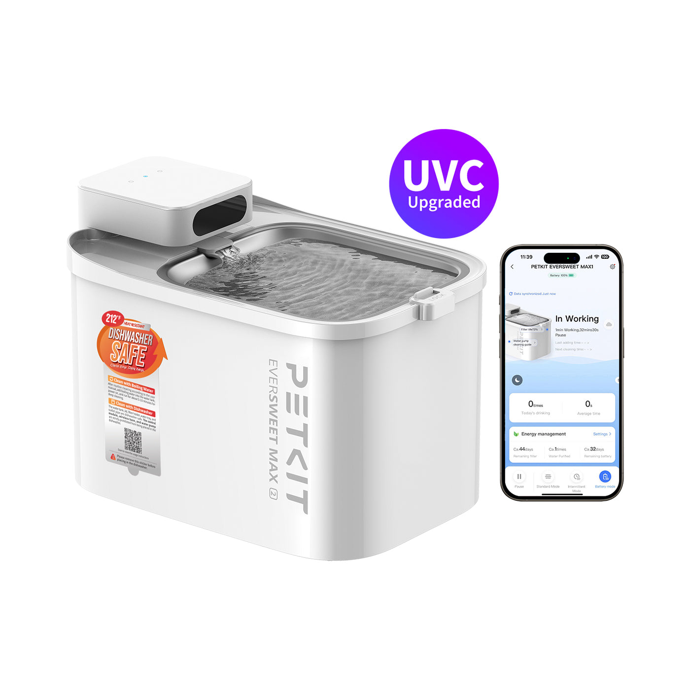 PETKIT Eversweet Max 2 (UVC) Smart Fountain & YumShare Dual-Hopper 2 Feeder