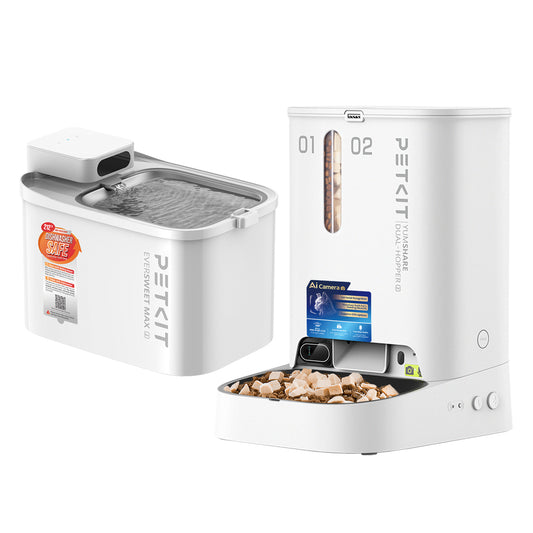 PETKIT Eversweet Max 2 (UVC) Smart Fountain & YumShare Dual-Hopper 2 Feeder