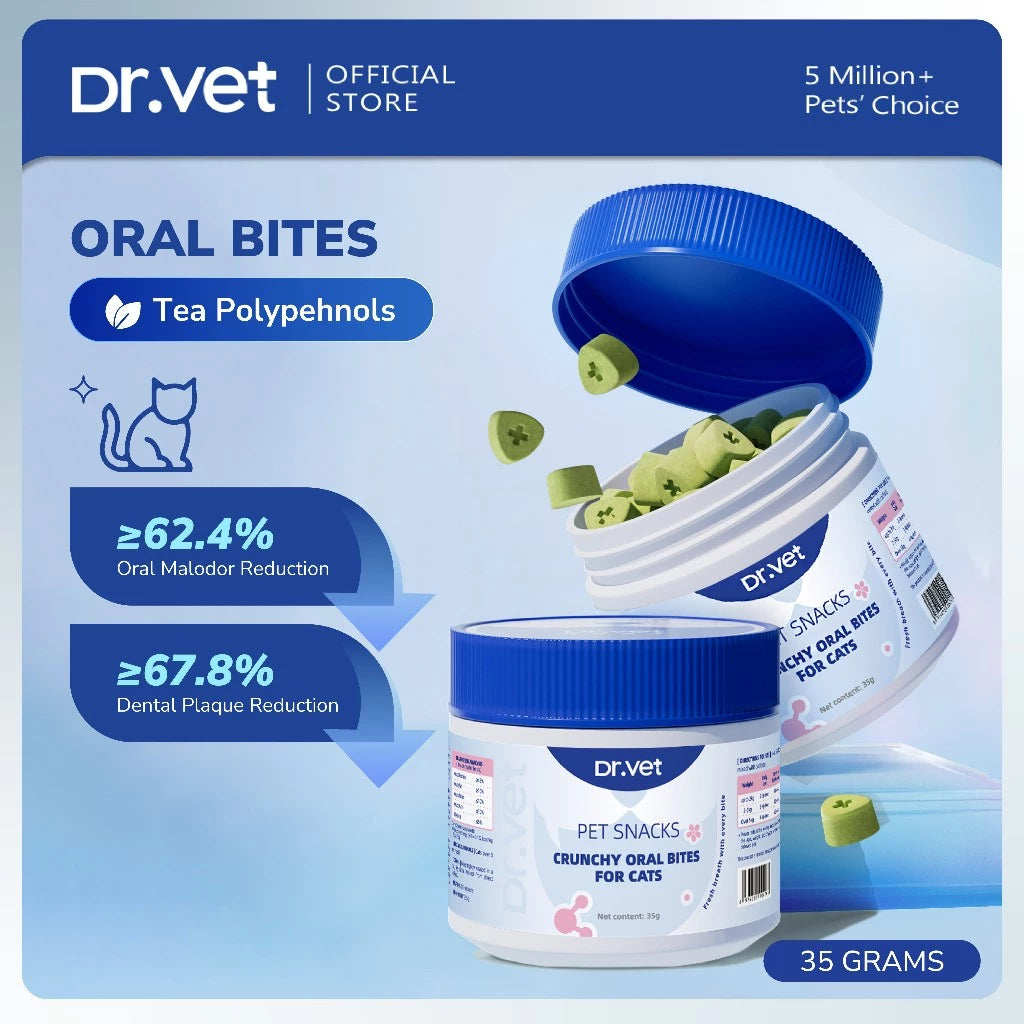 Dr.Vet Crunchy Health Bites Freeze Dried Pet Treats for Cats & Dogs | Oral Bites | 35g
