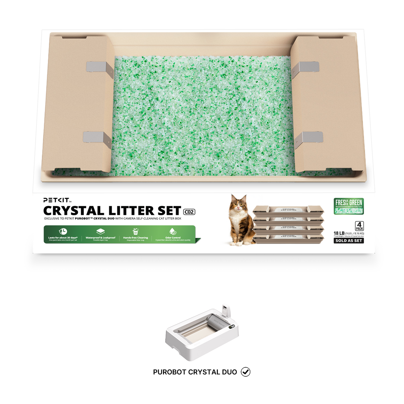 PETKIT Crystal Litter Set (Fresh Green) - 4 Pack